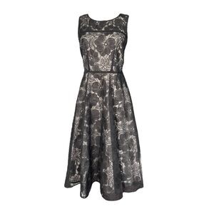 ANN TAYLOR NWOT Midnight floral midi dress in Black & Cream Size 0